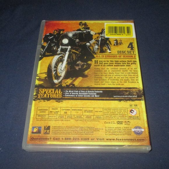 Sons of Anarchy: The Complete Second Season (DVD, 2010, 4-Disc Set) (unopened) - Picture 2 of 3